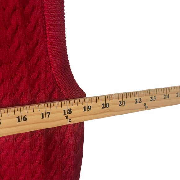 Tricots St Raphael Vintage 90s Men's Size Medium Pure Wool Red Sweater Vest - Picture 6 of 7